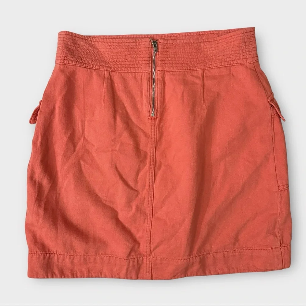 By Anthropologie‎ Coral Cargo Utility Skirt Size 6 Flap Pockets Linen Blend